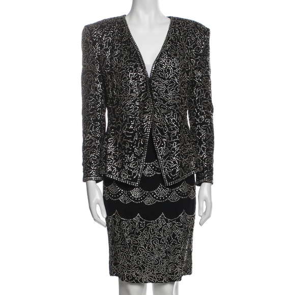 Vintage Abby Fredelle 100% Silk Beaded Skirt Suit Set — Size 6 - Picture 1 of 6